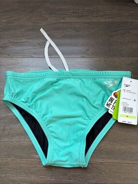 Speedo Eco Endurance turquoise swim briefs,elastic drawcord waist